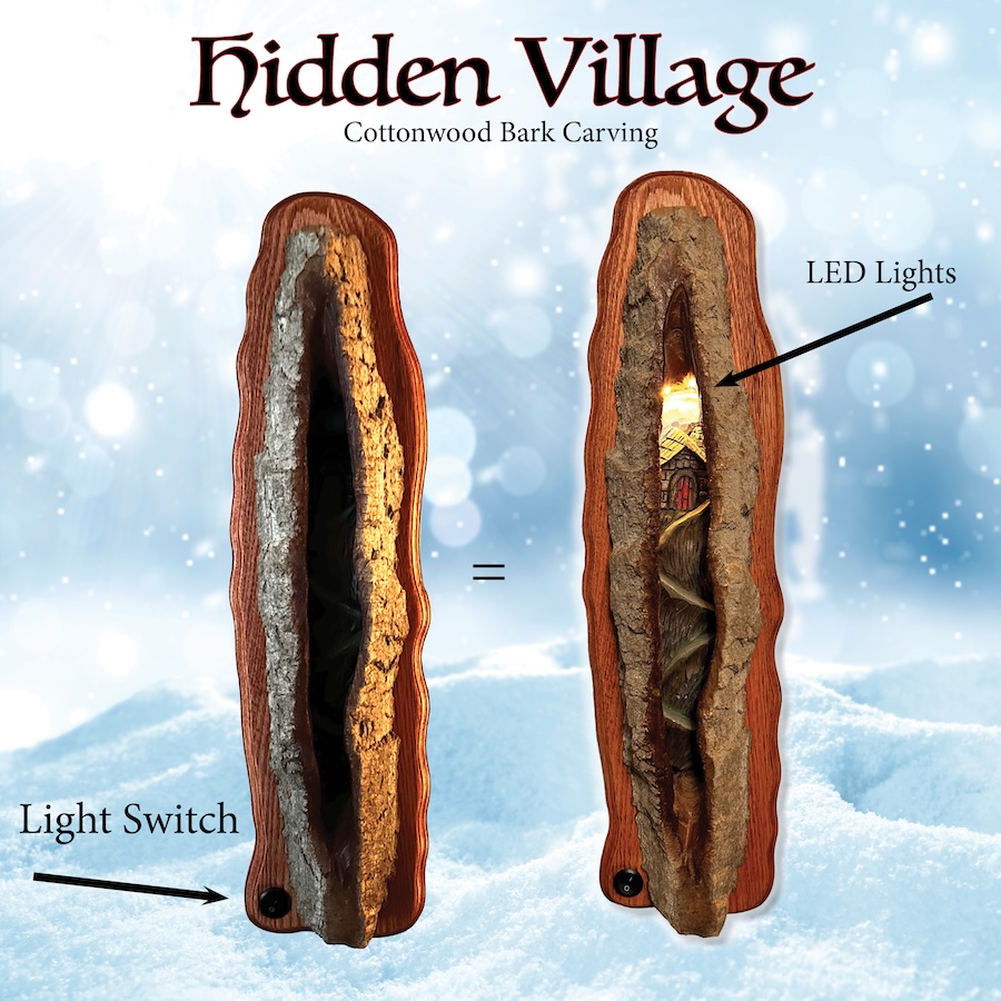 Hidden Village Cottonwood back carving DW Carving Studio, https?://dwcarving.com